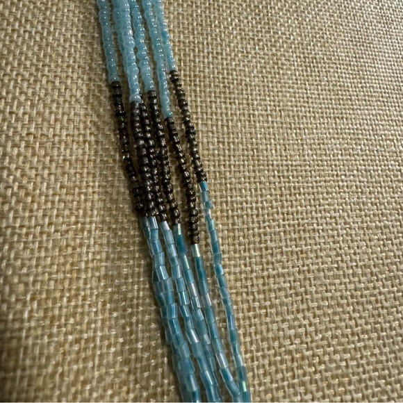 Long Multistrand Beaded Necklace (Sea Foam, Teal, Aquamarine, Turquoise Beads) - Picture 7 of 17